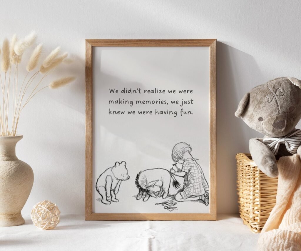 Black and White Pooh, Winnie the Pooh Quote Prints, Winnie the Pooh Print, set of 1