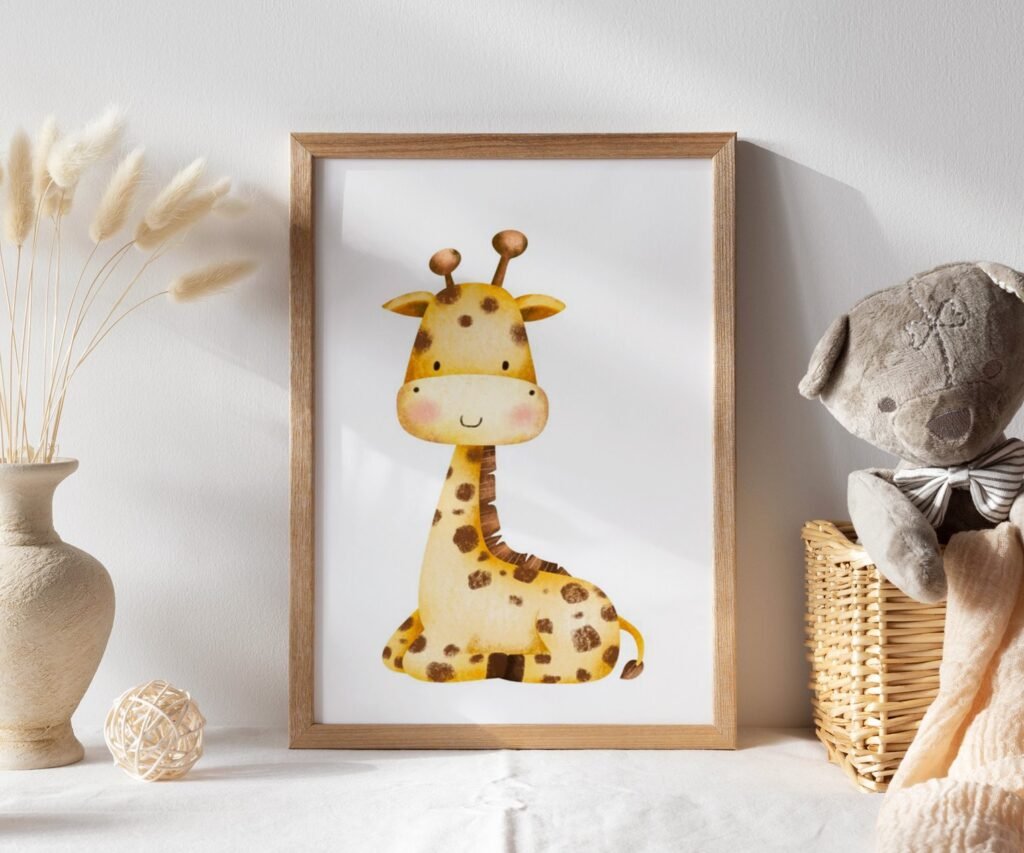 Safari Nursery, Baby animals, zebra elephant giraffe set of 1