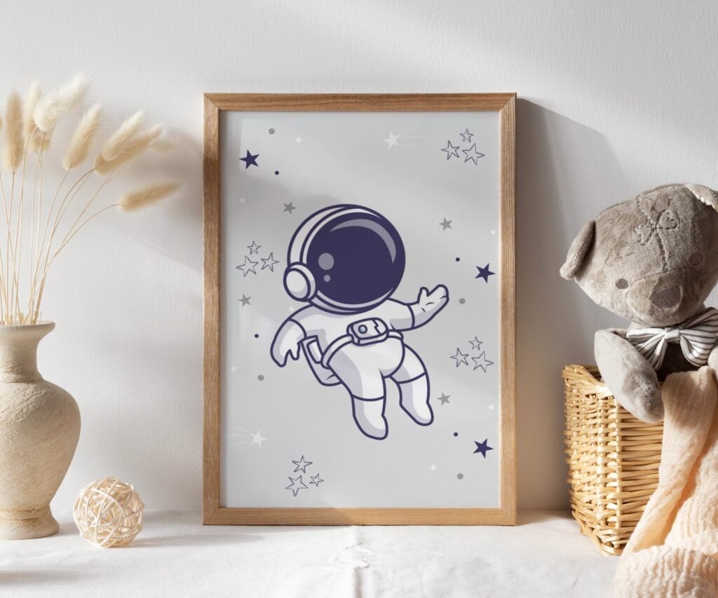 Nursery decor boy space, Nursery wall art space, Space nursery set of 1