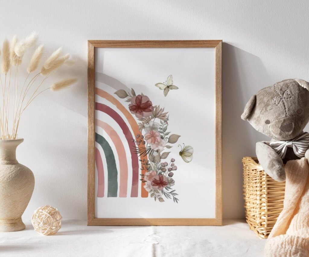 Boho Rainbow set of 1 Nursery Art Prints, Girl WILDFLOWERS