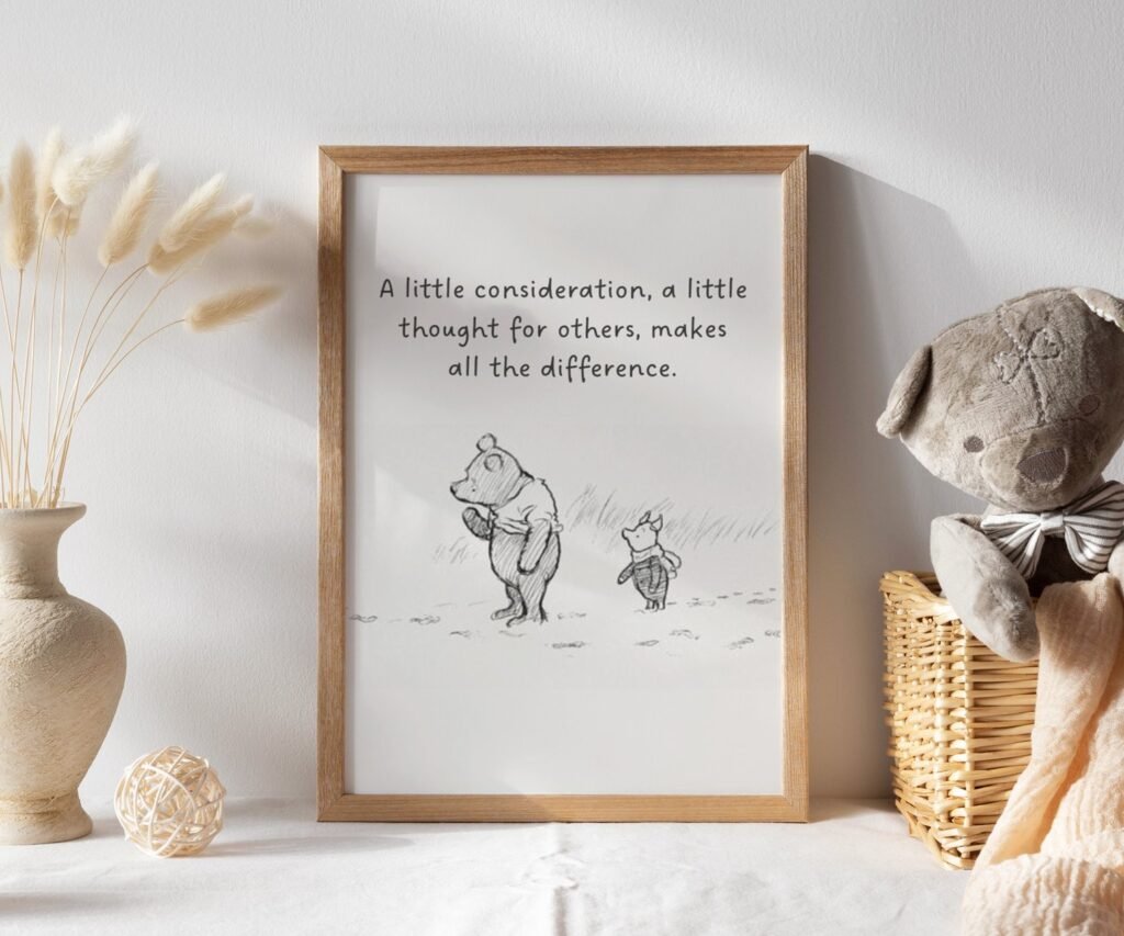 Black and White Pooh, Winnie the Pooh Quote Prints, Winnie the Pooh Print, set of 1