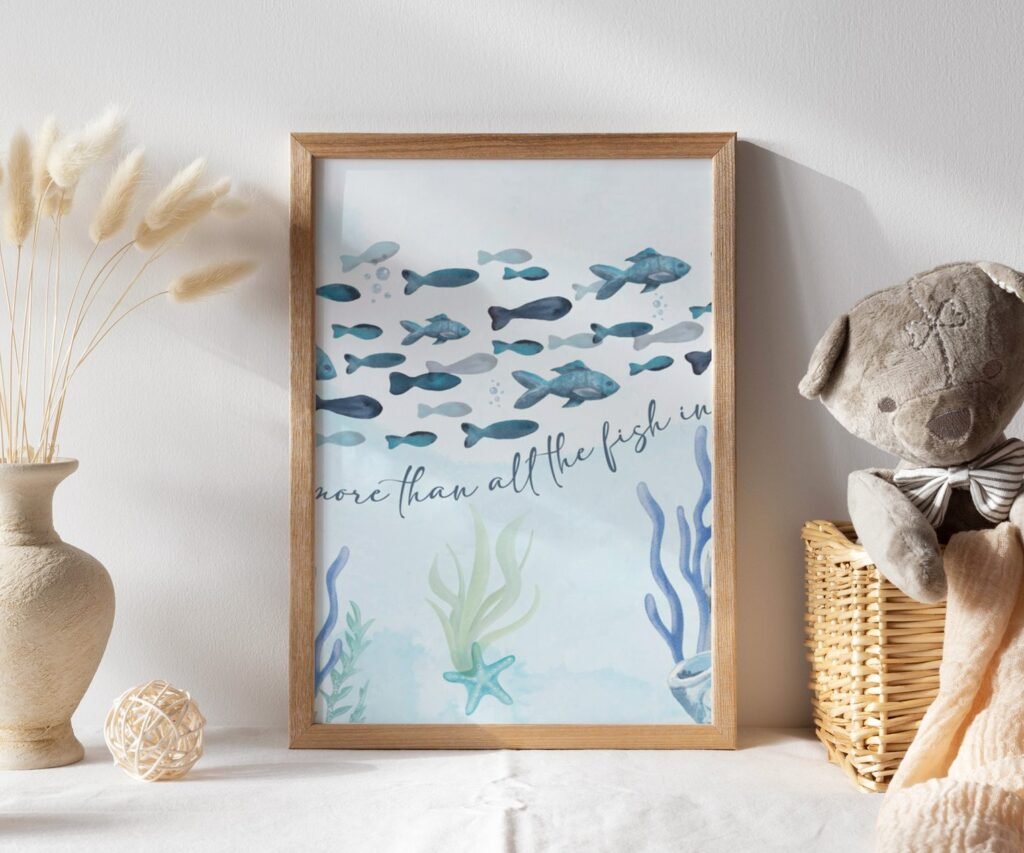 Under the sea wall art, Ocean nursery, Nautical nursery print set of 1