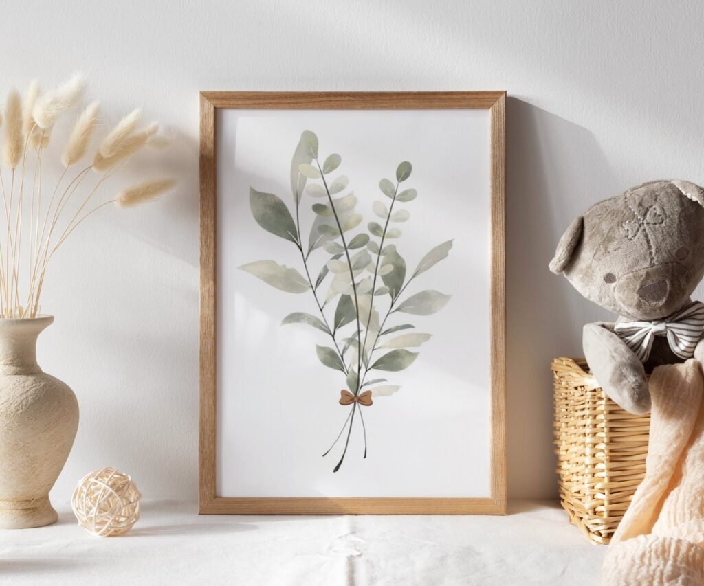 Green water color, set of 1, Boho Olive Green Boho ,woodland print, nature