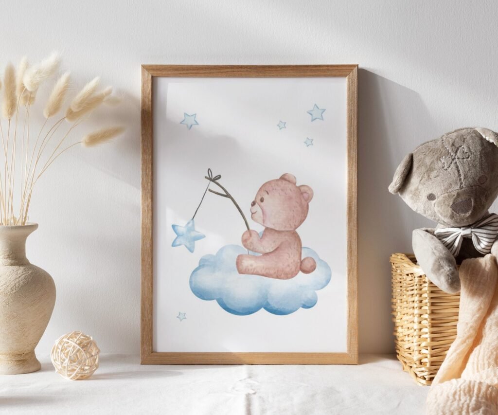 set of 1 Bear Print Nursery, Light Blue Ballon set of 1
