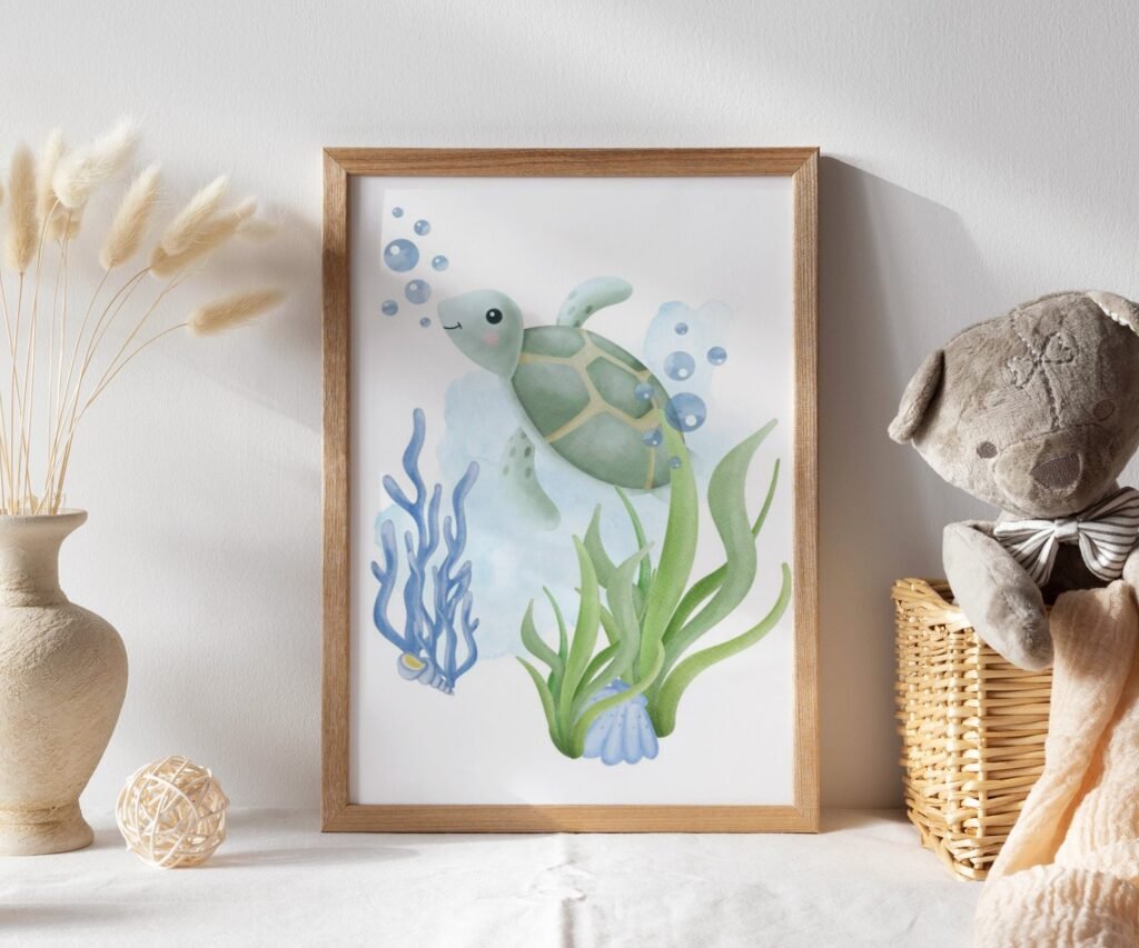 Nautical nursery, Ocean nursery decor, under the sea nursery set of 1