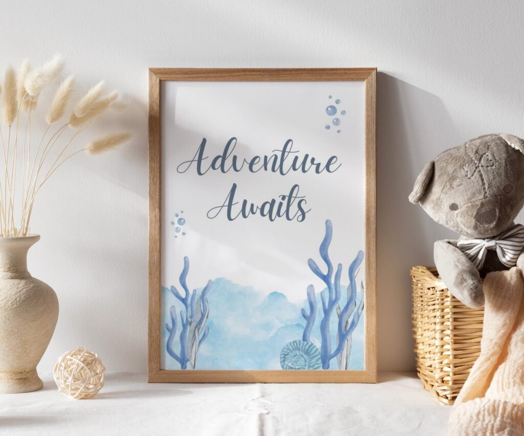 Ocean nursery decor, Nautical nursery print, under the sea nursery, gender neutral nursery, ocean, nautical, Under the sea wall art set of 1