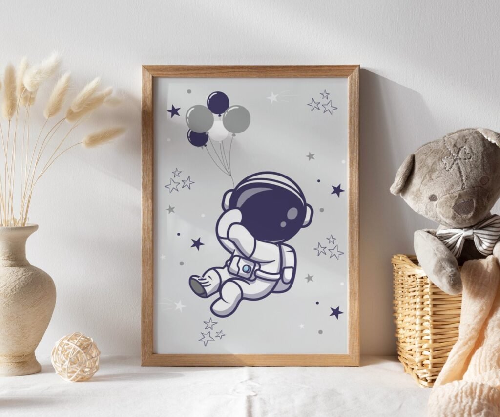 Nursery decor boy space, Nursery wall art space, Space nursery set of 1