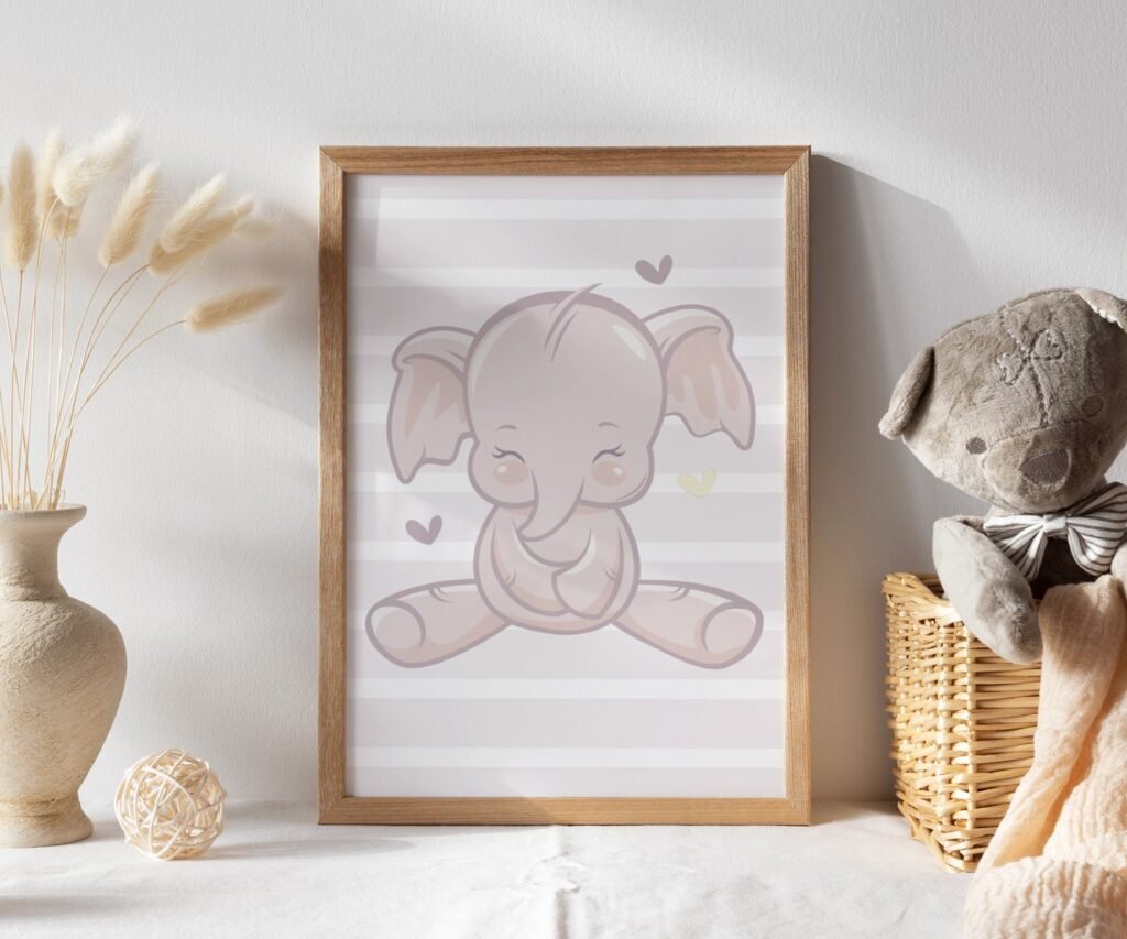 Baby Elephant family Art, Posters Gender Neutral set of 1