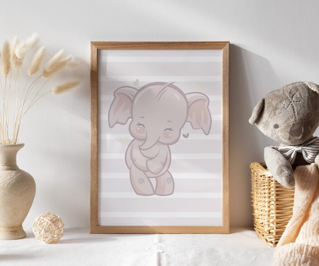 Baby Elephant family Art, Posters Gender Neutral set of 1