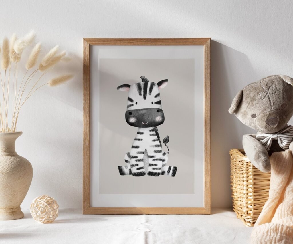 Safari Animal Friends set of 1 Lion Zebra Giraffe gray
