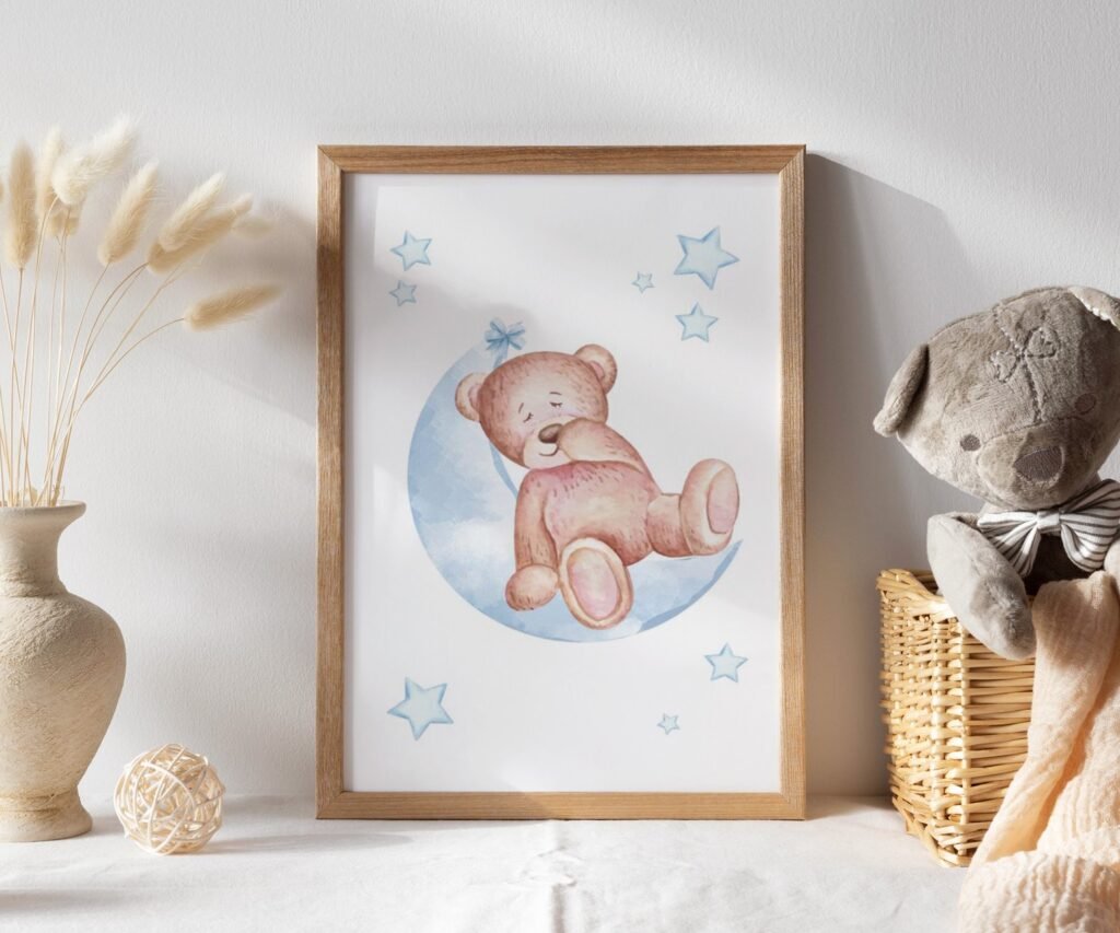 set of 1 Bear Print Nursery, Light Blue Ballon set of 1