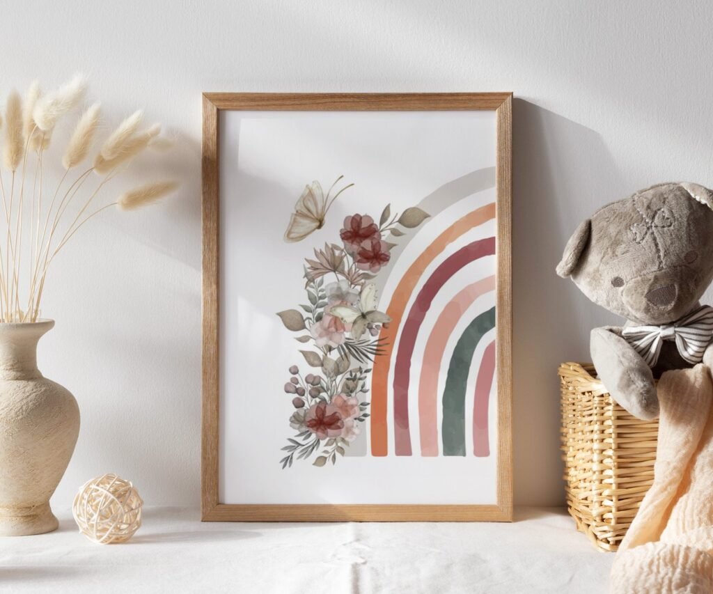 Boho Rainbow set of 1 Nursery Art Prints, Girl WILDFLOWERS