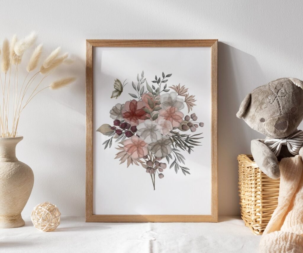 Boho Rainbow set of 1 Nursery Art Prints, Girl WILDFLOWERS