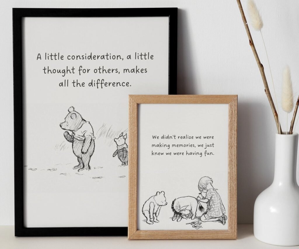 Black and White Pooh, Winnie the Pooh Quote Prints, Winnie the Pooh Print, set of 2
