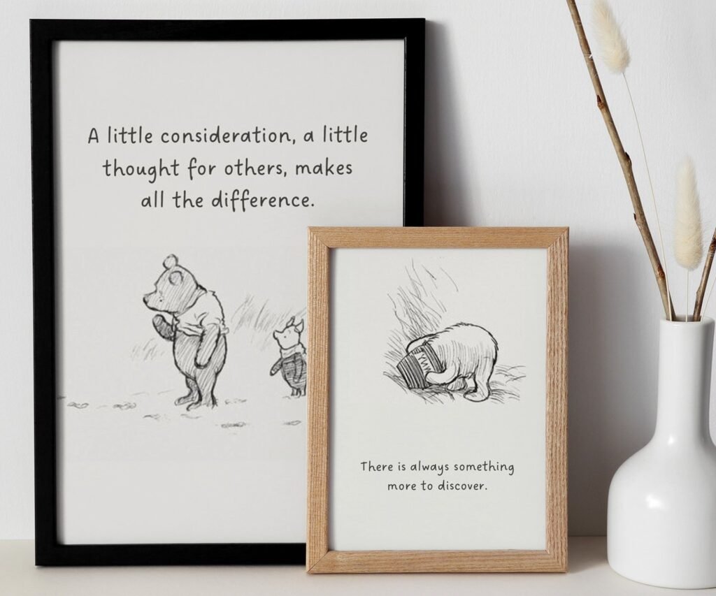 Black and White Pooh, Winnie the Pooh Quote Prints, Winnie the Pooh Print, set of 2