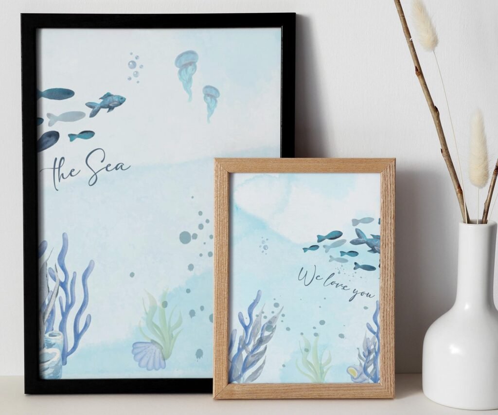 Under the sea wall art, Ocean nursery, Nautical nursery print set of 2