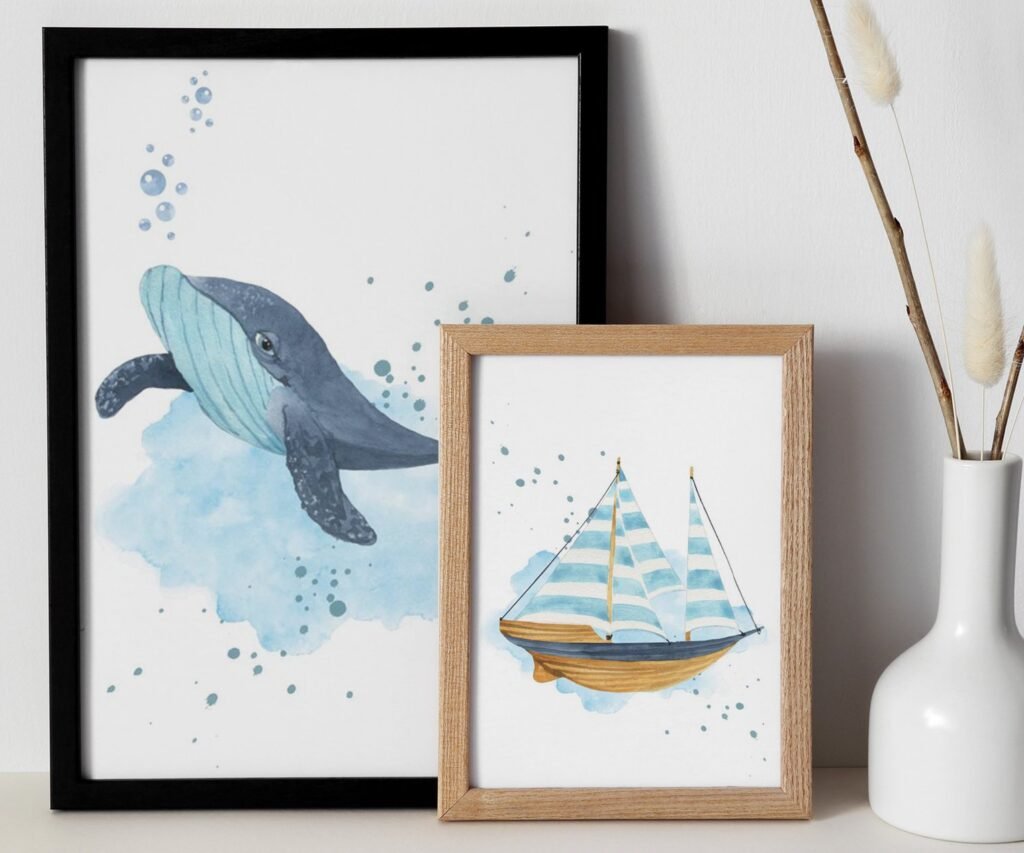 Ocean nursery decor, Nautical nursery print, under the sea nursery, gender neutral nursery, ocean, nautical, Under the sea wall art set of 2