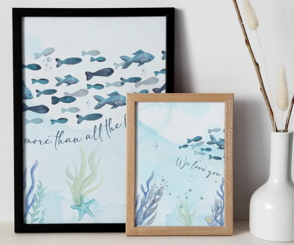 Under the sea wall art, Ocean nursery, Nautical nursery print set of 2