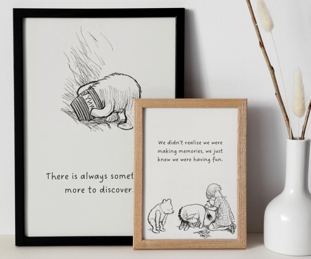 Black and White Pooh, Winnie the Pooh Quote Prints, Winnie the Pooh Print, set of 2