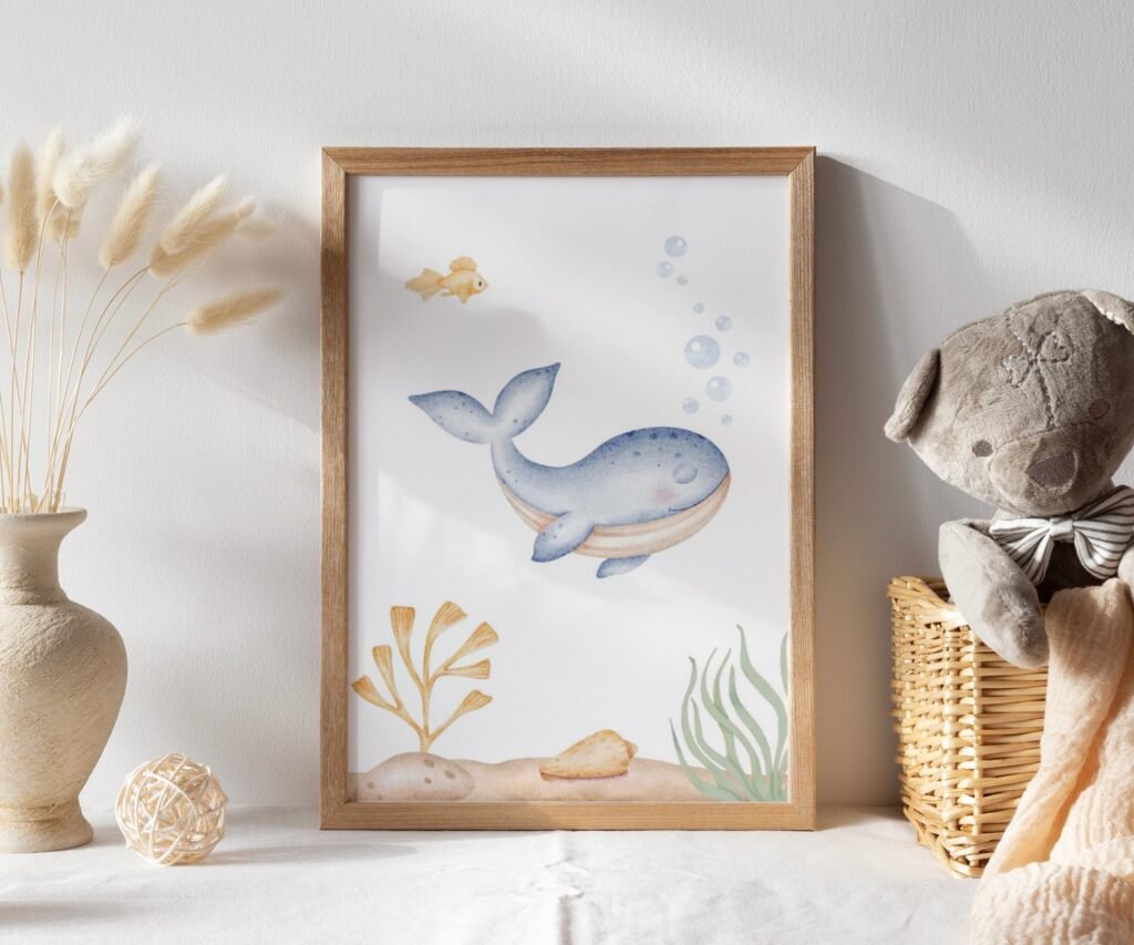 set of 1 Under the Sea Nursery Prints, Nautical Ocean Animal Posters, Boy Nursery Prints Set, Sea Animal Wall Art, Playroom Decor