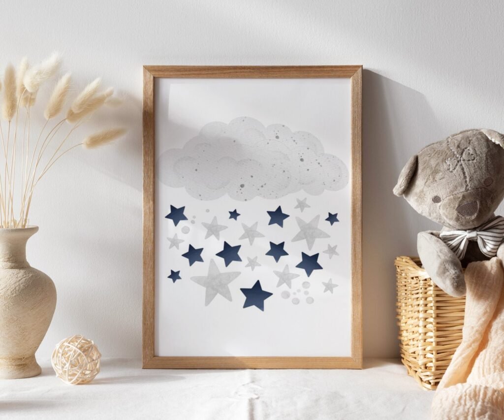 Nursery decor boy elephant, nursery wall art boy set of 1
