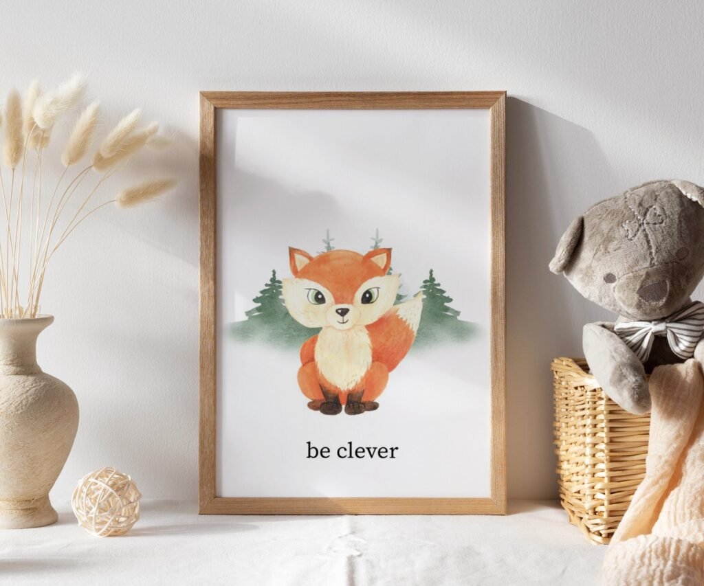 set of 1 Woodland Nursery wall art, Bear Wall art, Forest nursery- Nursery Prints Watercolor Woodland