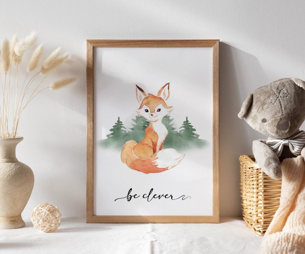 Bear, Fox, owl, rabbit Woodland Nursery Prints, Woodland Nursery Decor, Forest set of 1