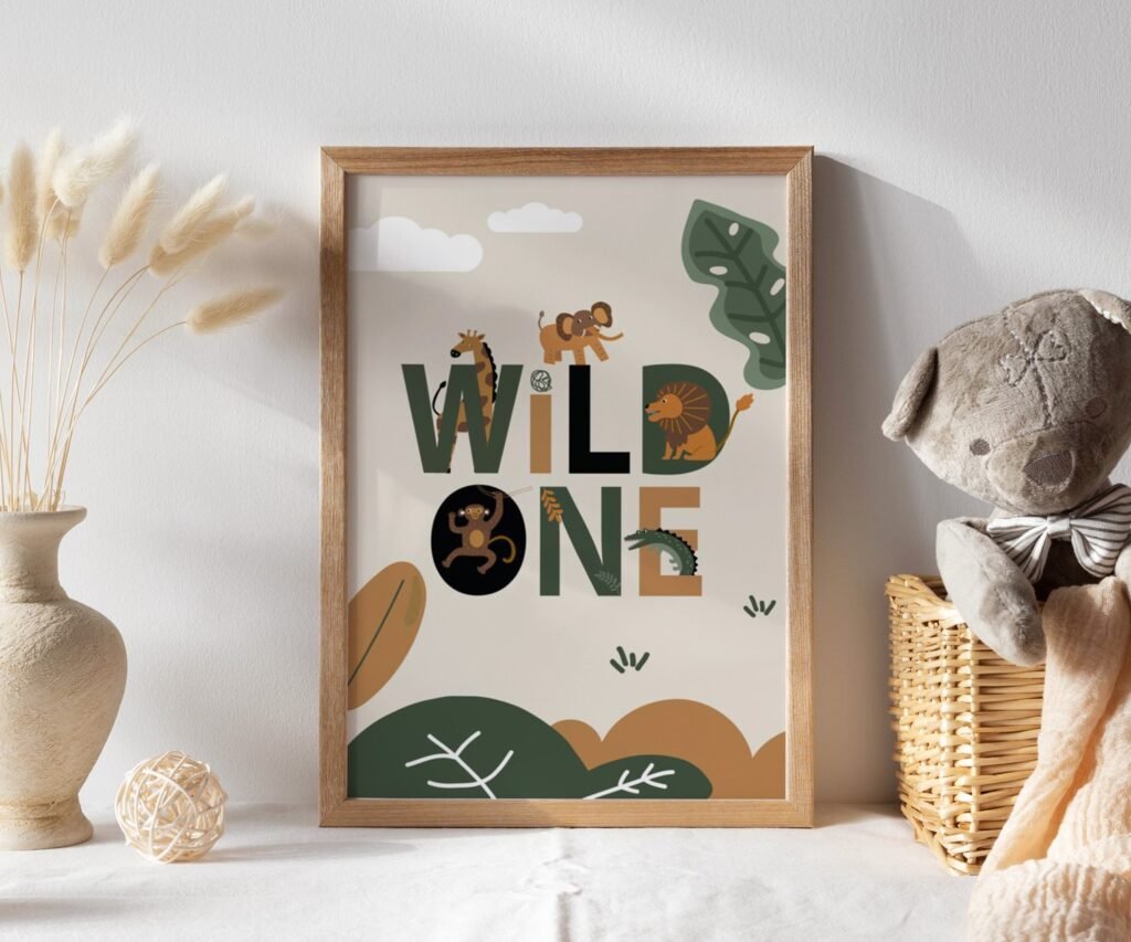 set of 1 Safari Nursery Wall Prints, Boho Nursery Prints, Green Nursery, Boho Nursery Wall Art, Nursery Decor, Set of Nursery Prints, Safari