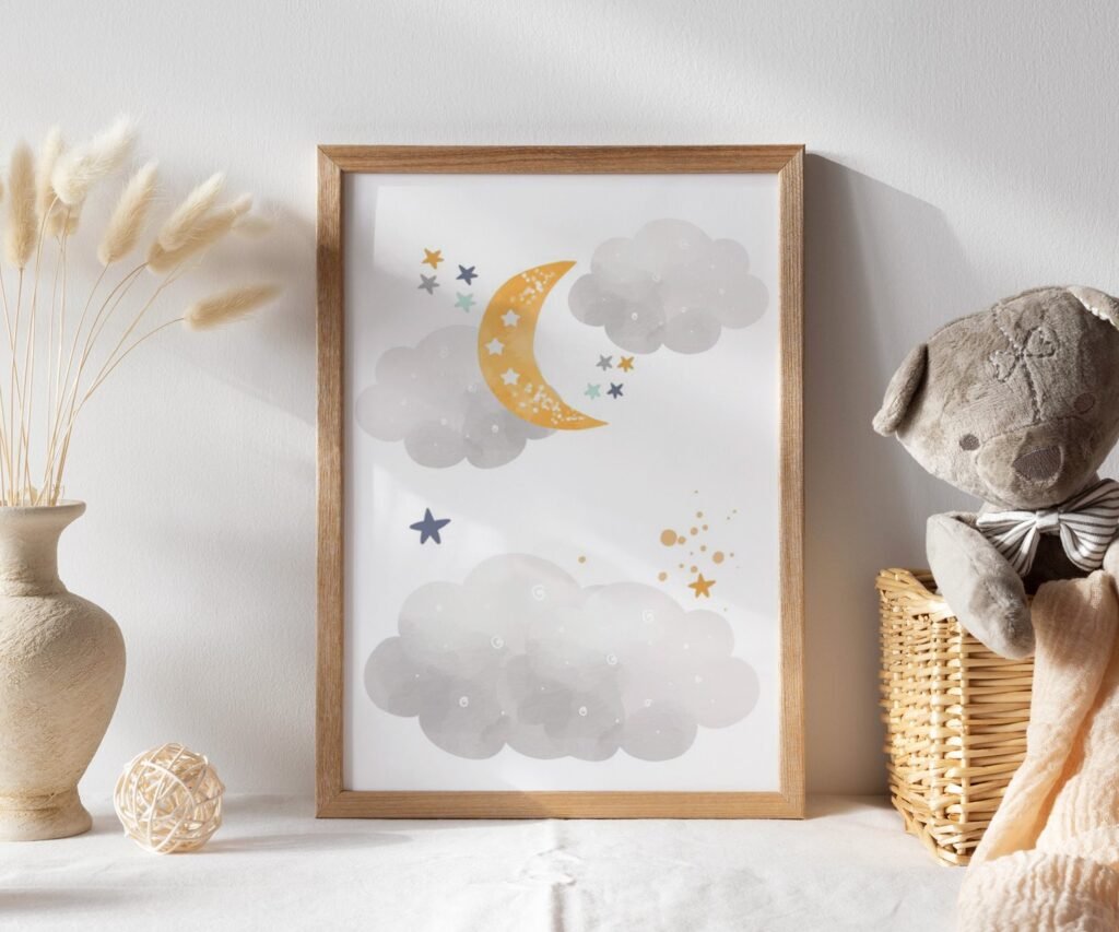 Neutral nursery print set, Space, Earthy tones, planet set of 1