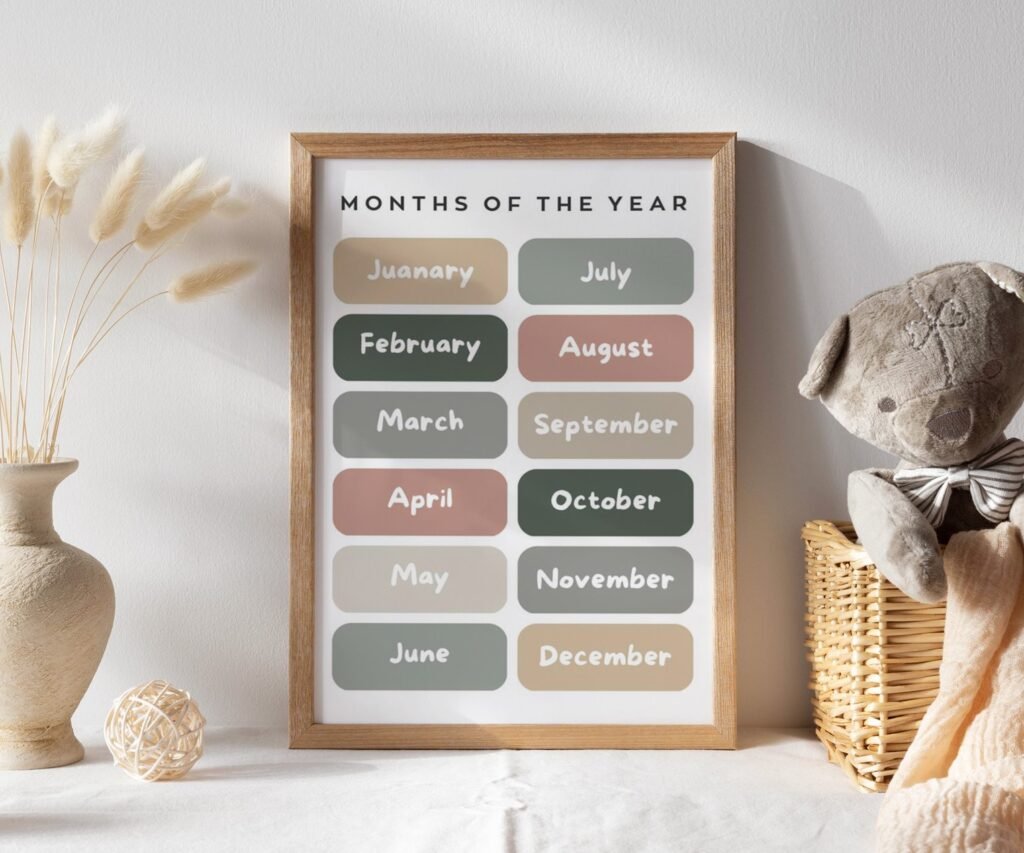 Feeling ,ABC, shape, month of the year, Educational Posters, Homeschool Prints, Montessori Classroom set of 1