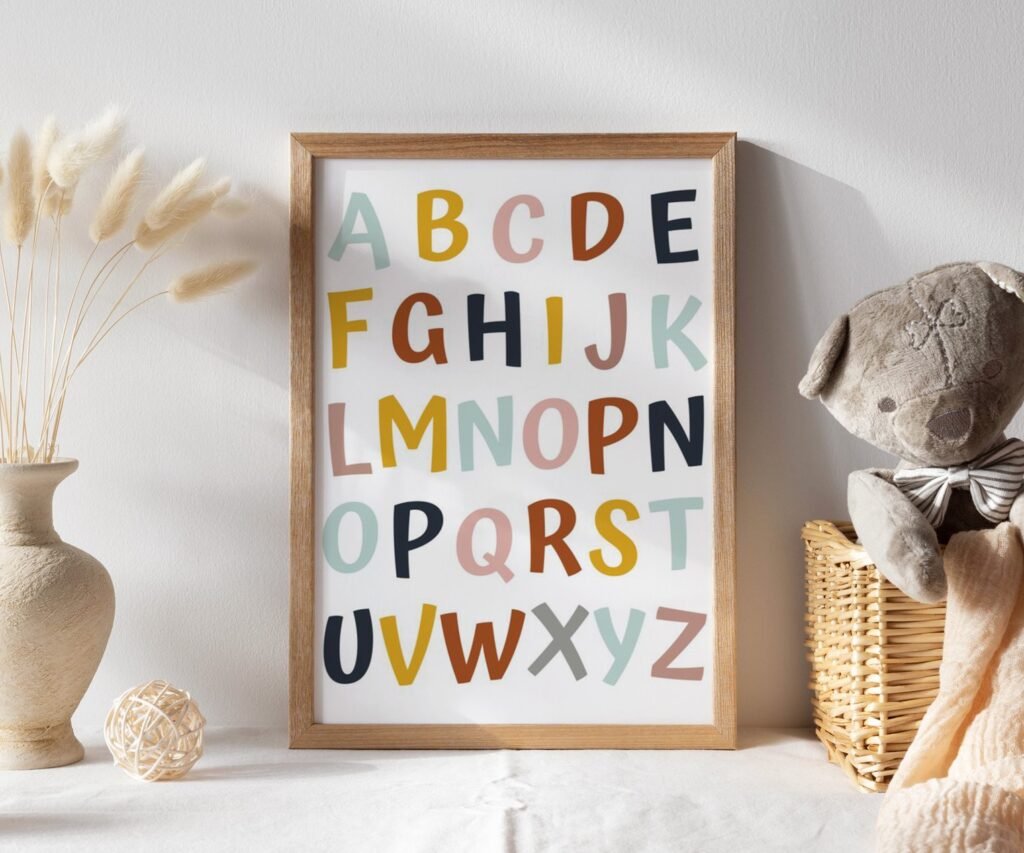 Kids Wall Art, Children's Wall Art, Nursery set of 1 Prints, Educational Wall Art, Alphabet, Numbers, Colours, Shapes , Classroom print