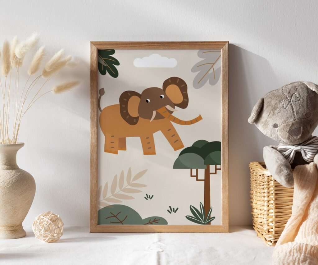 set of 1 Safari Nursery Wall Prints, Boho Nursery Prints, Green Nursery, Boho Nursery Wall Art, Nursery Decor, Set of Nursery Prints, Safari