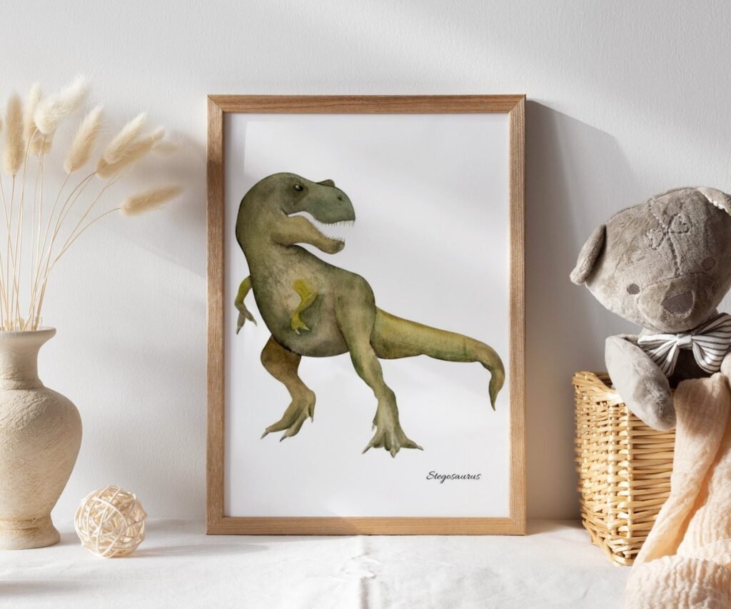 set of 1 Dinosaur Art Prints, Kids Gallery Wall Set, Dinosaur Wall Art, Dinosaur Nursery, Boys Room Dinosaur Decor, Kids Room Wall Art Dinos