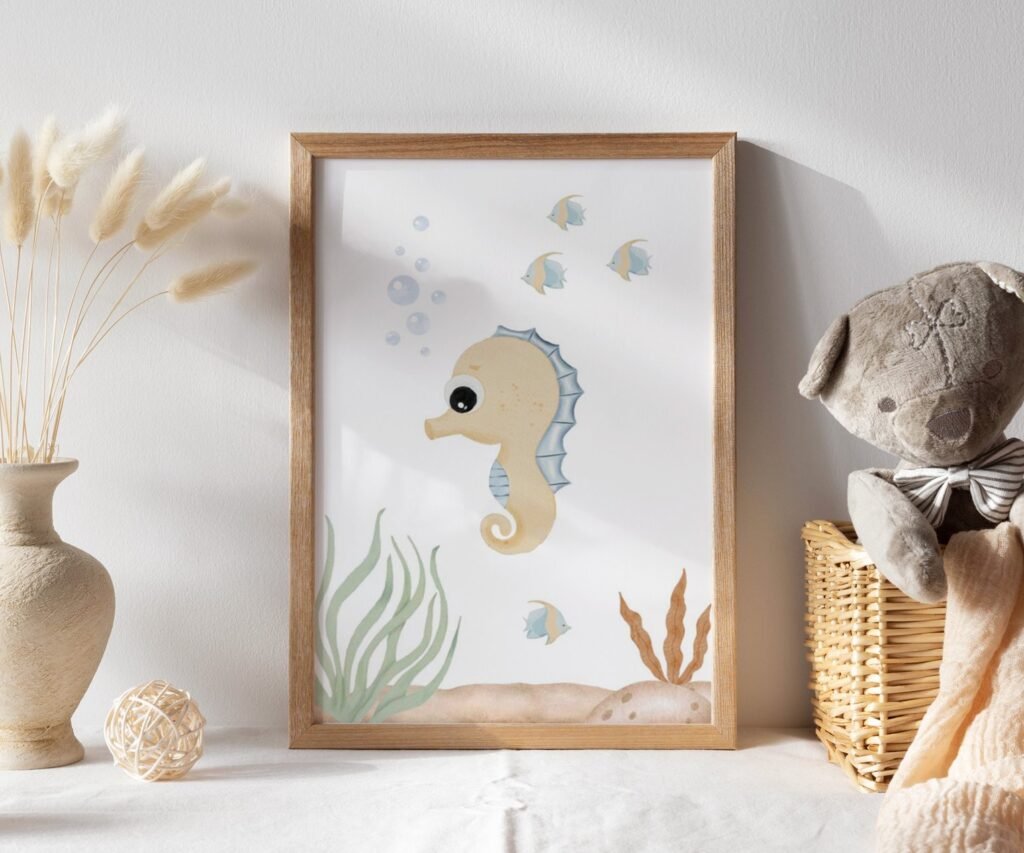 set of 1 Under the Sea Nursery Prints, Nautical Ocean Animal Posters, Boy Nursery Prints Set, Sea Animal Wall Art, Playroom Decor