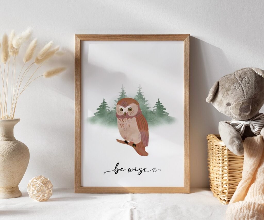 Bear, Fox, owl, rabbit Woodland Nursery Prints, Woodland Nursery Decor, Forest set of 1