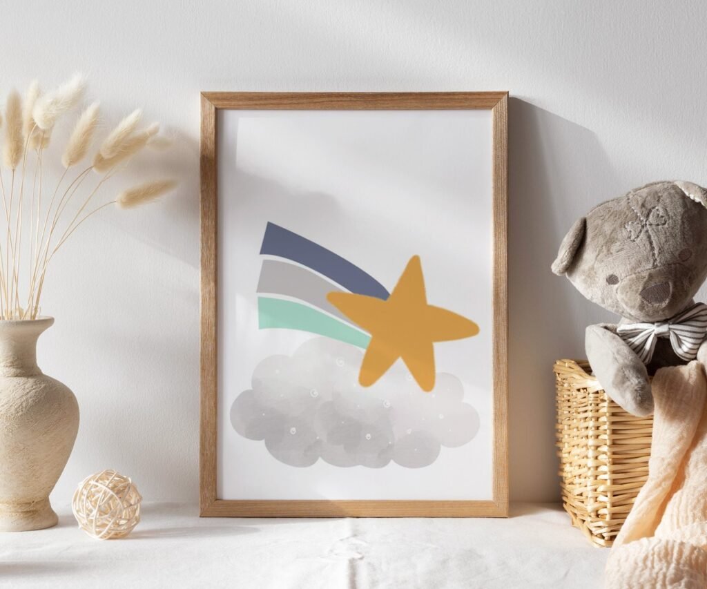 Neutral nursery print set, Space, Earthy tones, planet set of 1