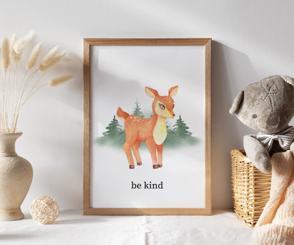 set of 1 Woodland Nursery wall art, Bear Wall art, Forest nursery- Nursery Prints Watercolor Woodland
