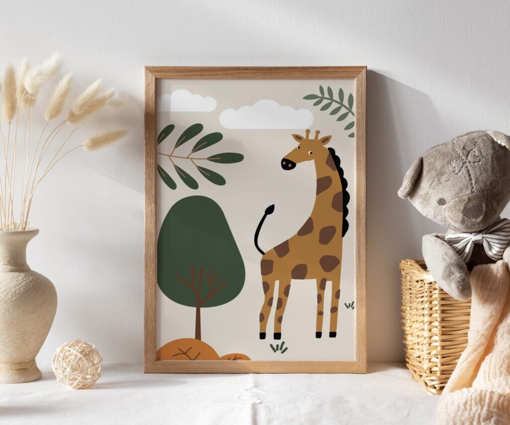 set of 1 Safari Nursery Wall Prints, Boho Nursery Prints, Green Nursery, Boho Nursery Wall Art, Nursery Decor, Set of Nursery Prints, Safari