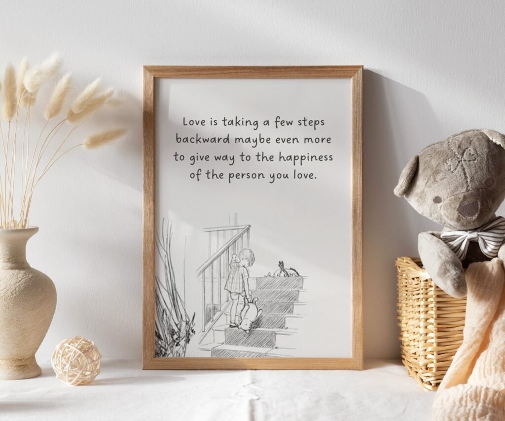 Winnie the Pooh Quote Prints, Black and White Pooh, set of 1