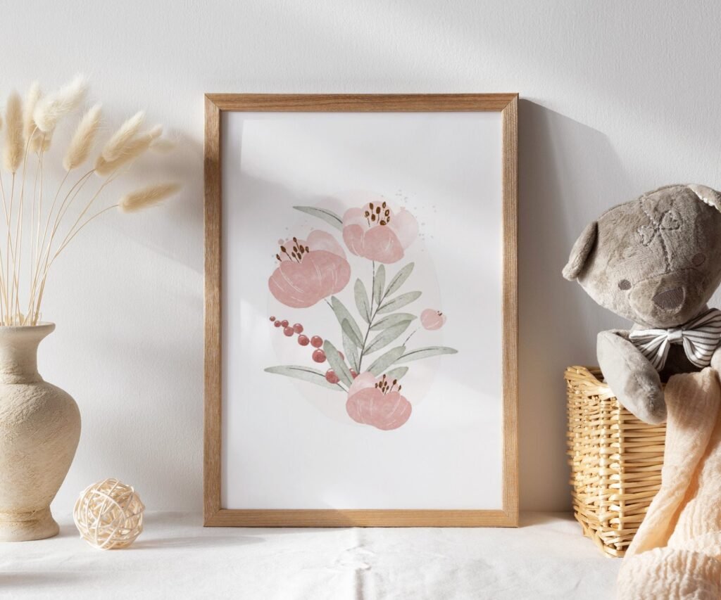 Boho butterflies, nursery printable art, Blush pink girls print, girl's room decor, vintage decor, boho girl's nursery, butterflies wall art set of 1