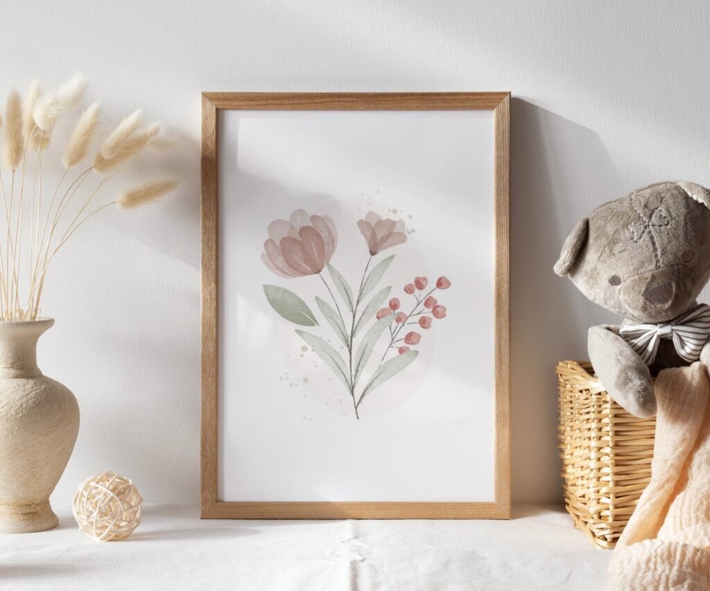 Boho butterflies, nursery printable art, Blush pink girls print, girl's room decor, vintage decor, boho girl's nursery, butterflies wall art set of 1