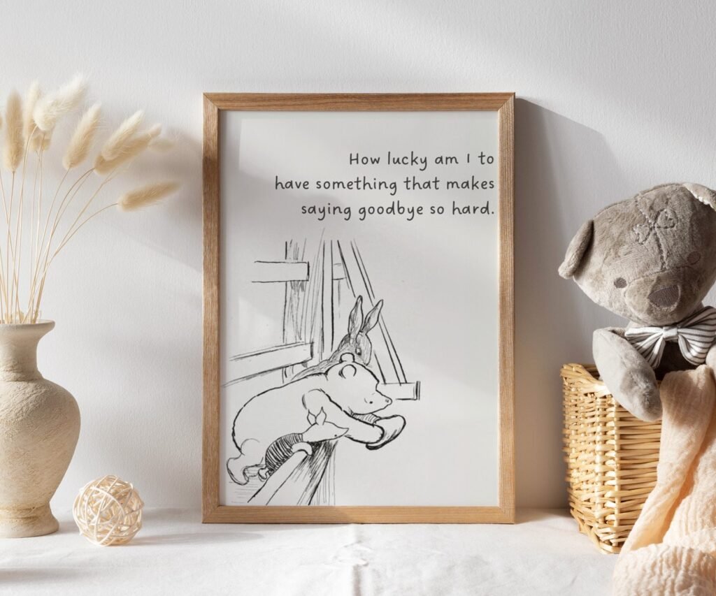 Winnie the Pooh Quote Prints, Black and White Pooh, set of 1