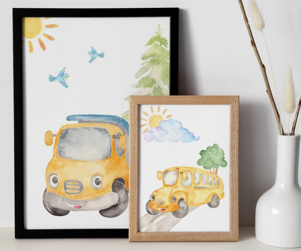 Car Nursery,Train, Rocket, Plane, transportation set of 2