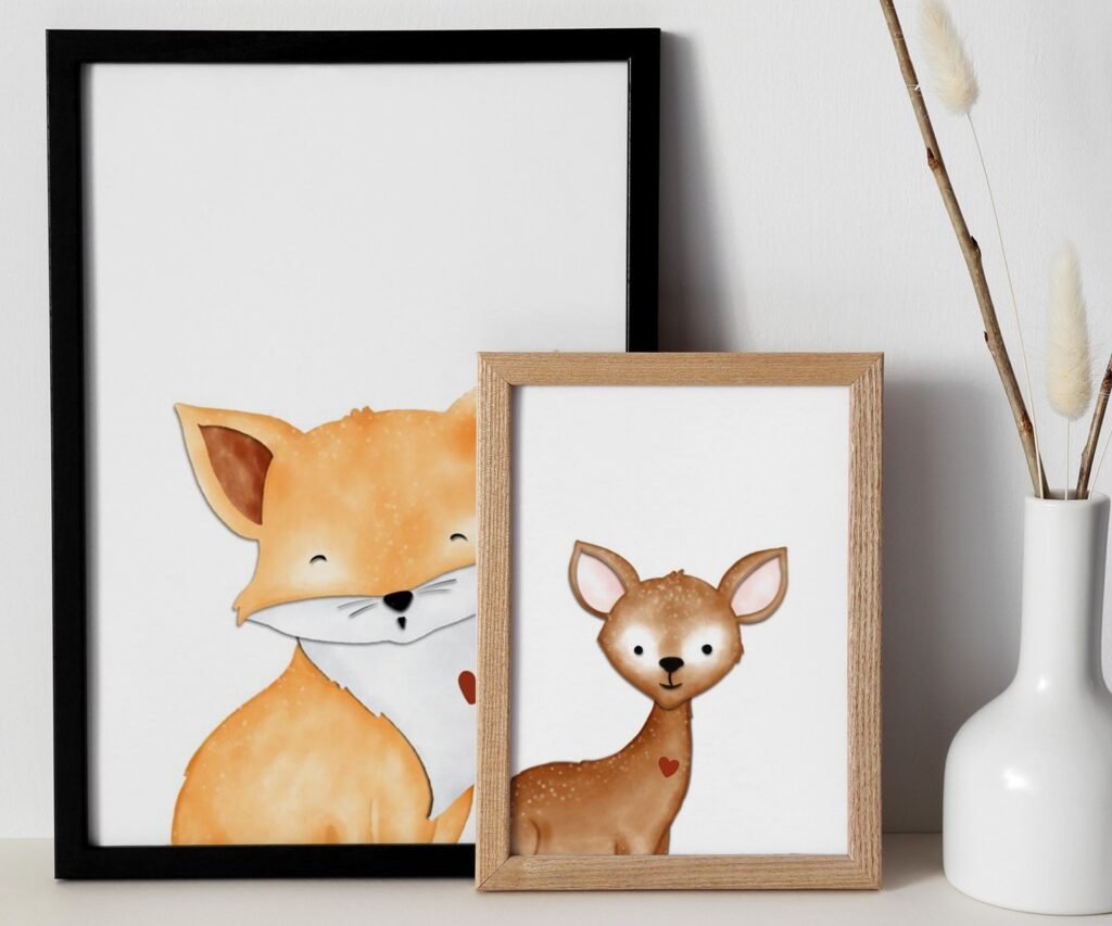 Woodland Nursery Art Prints, set of 2, Woodland Nursery Decor, Nursery Prints, Nursery Wall Art, Nursery Decor, Forest Nursery, boys art