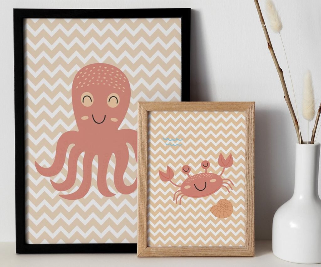 Sea animals, Ocean, Fish Whale set of 2