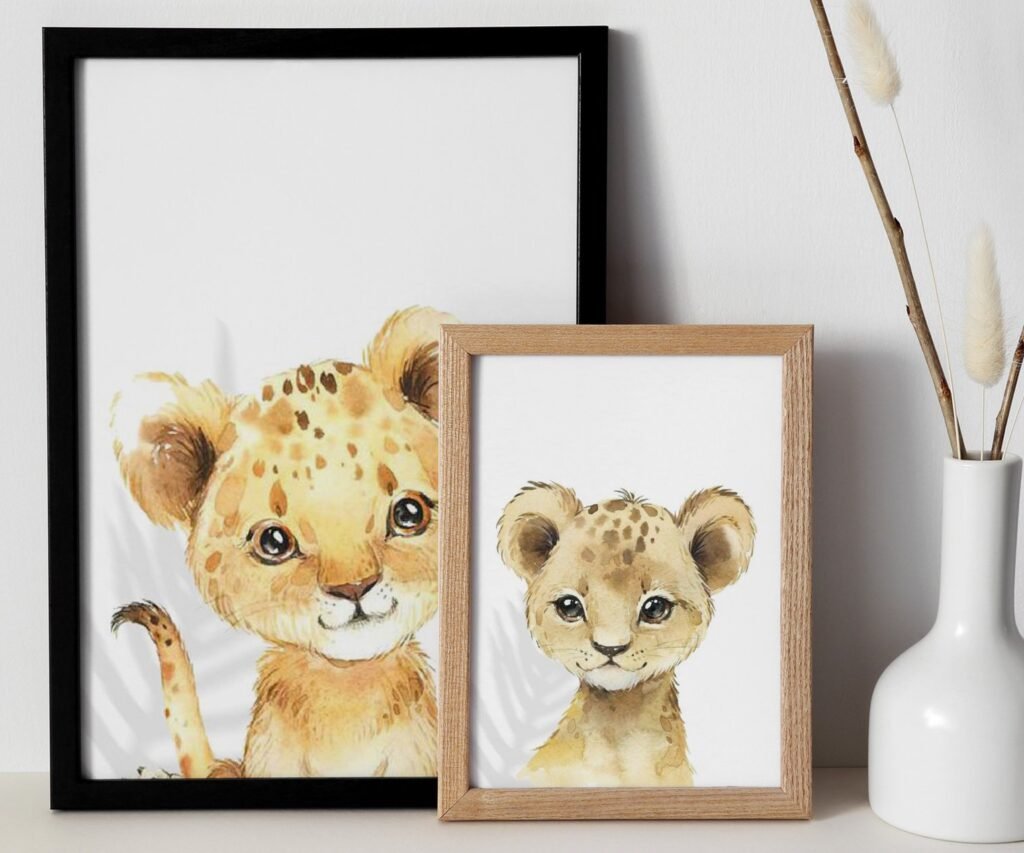 set of 2 Safari baby animal prints, Safari Animal prints, Watercolor animal prints, Safari nursery decor , Safari Jungle animals, Baby nursery