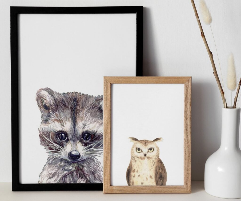 Woodland nursery prints, set of 2 Prints, Woodland Nursery decor, Nursery wall art, Baby Animal prints for nursery