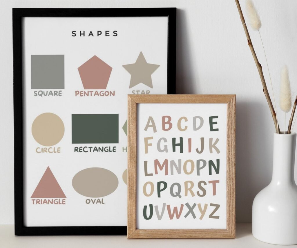 Feeling ,ABC, shape, month of the year, Educational Posters, Homeschool Prints, Montessori Classroom set of 2
