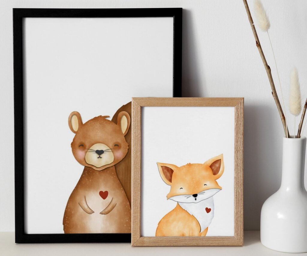 Woodland Nursery Art Prints, set of 2, Woodland Nursery Decor, Nursery Prints, Nursery Wall Art, Nursery Decor, Forest Nursery, boys art