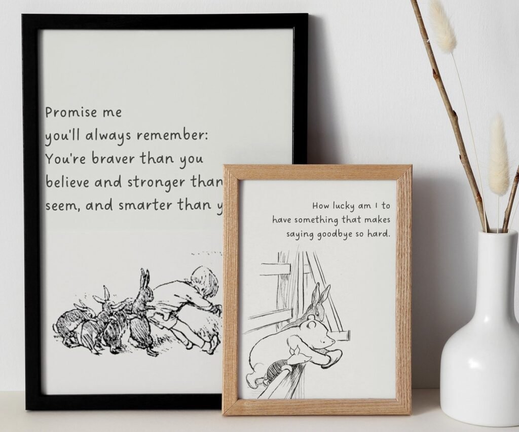 Winnie the Pooh Quote Prints, Black and White Pooh, set of 2